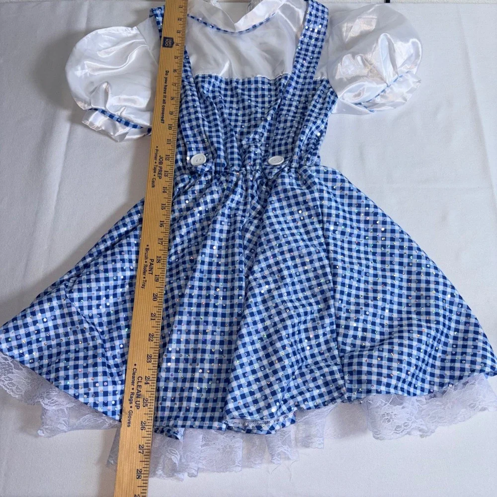 Rubies Wizard of Oz Dorothy Costume Dress Medium Blue Gingham Sequin Excellent